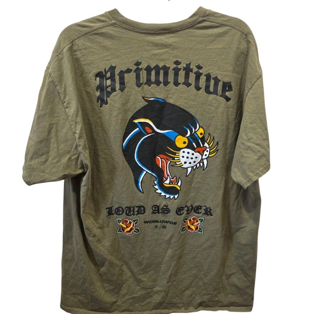 Primitive Panther Graphic T Shirt‎ XL Olive Skate Streetwear Skull Snake Tee